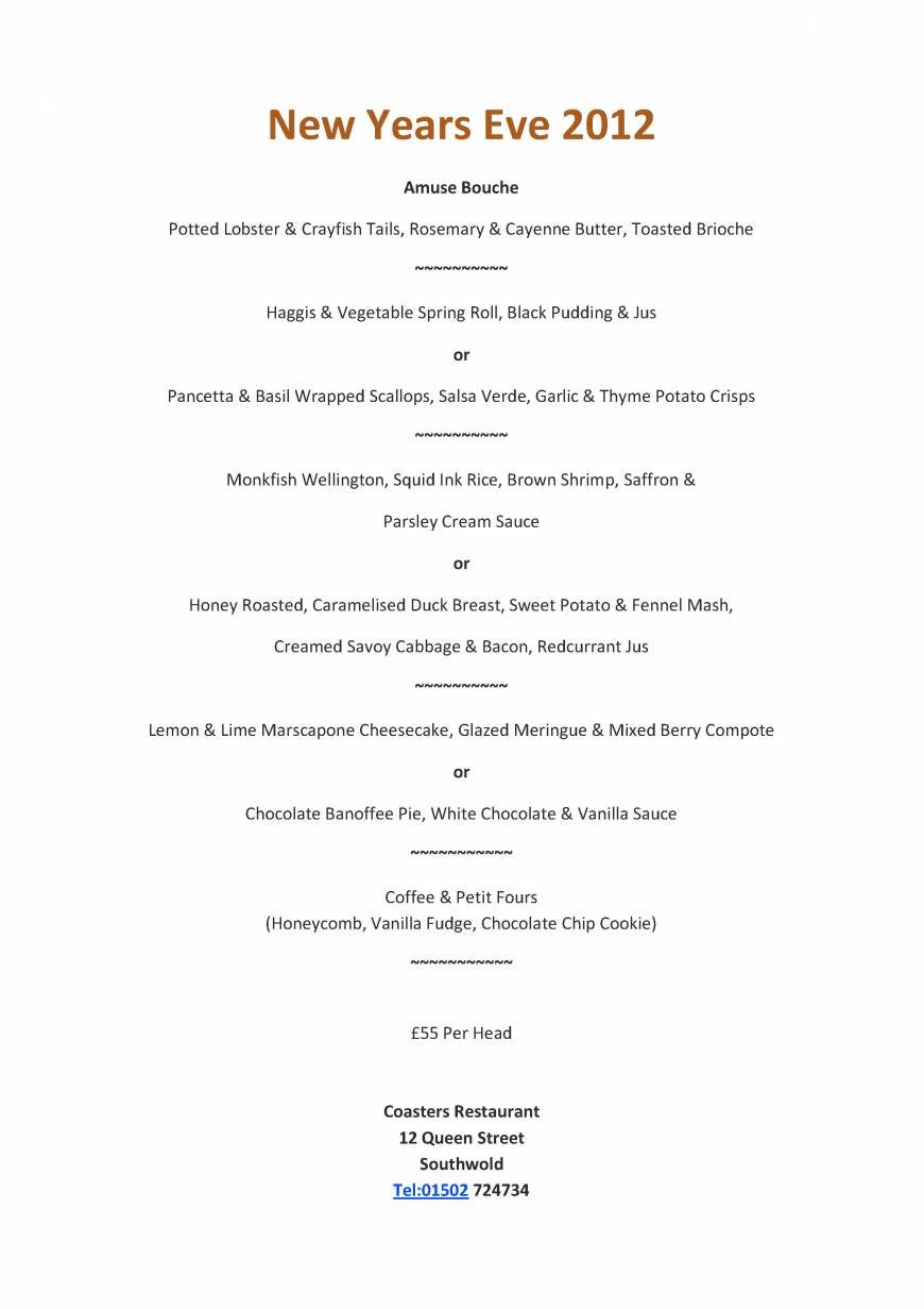  Pricelists of Coasters Restaurant - Southwold 12 Queen Street - Photo 4 of 4
