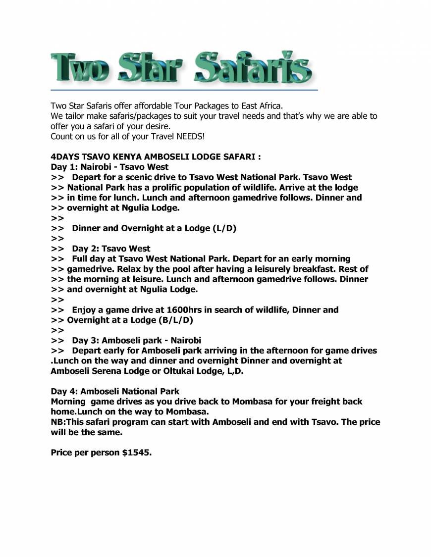  Pricelists of TWO STAR SAFARIS Mbagathi Road - Photo 26 of 29