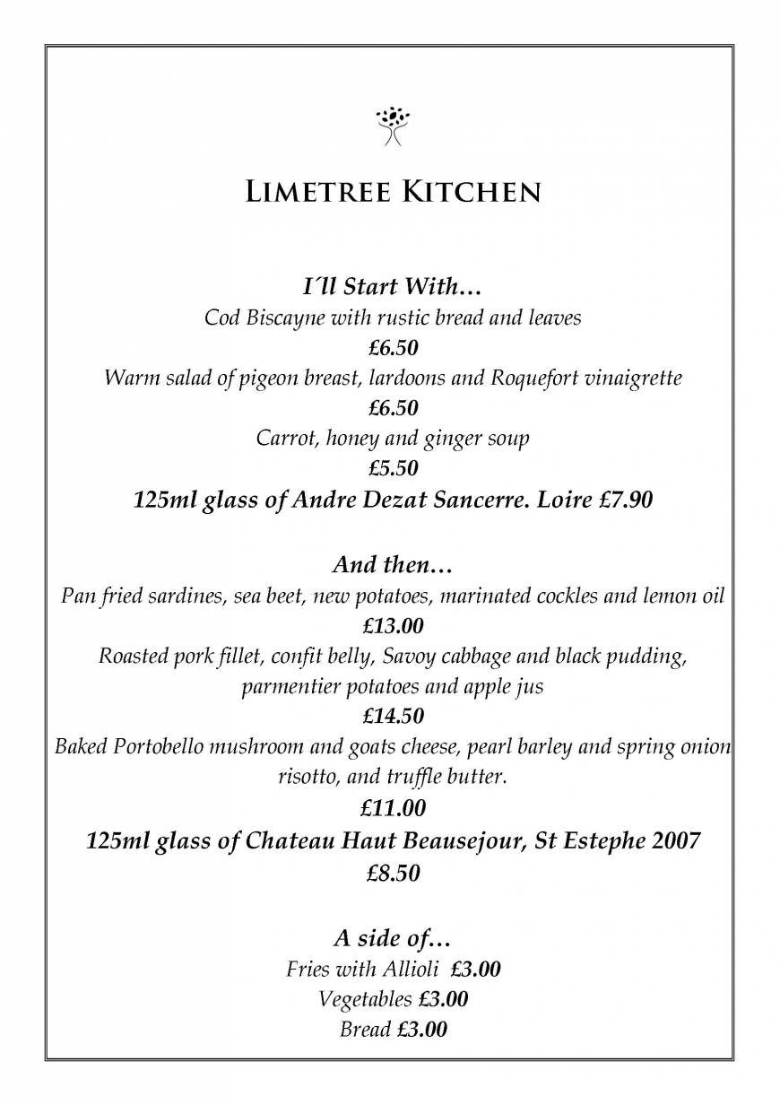  Pricelists of Limetree Kitchen 14 Station Street - Photo 2 of 6
