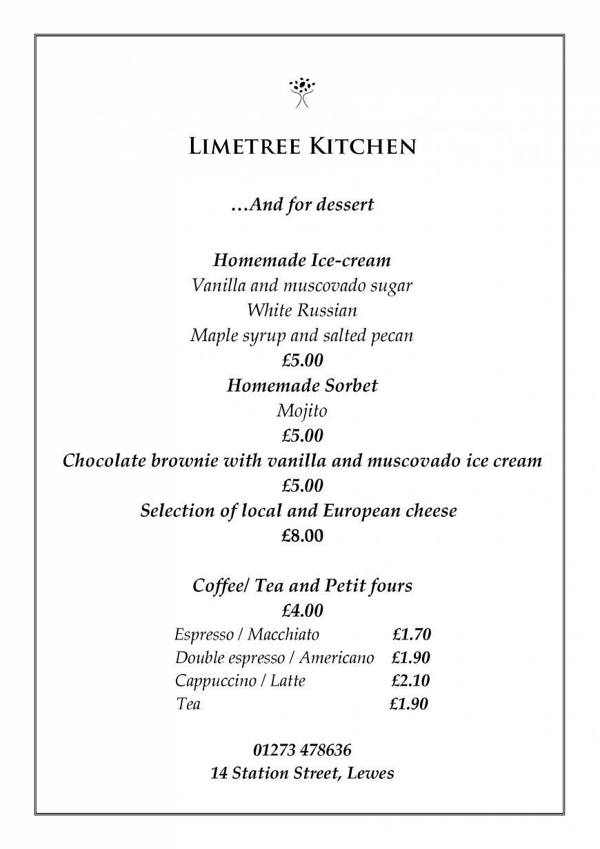  Pricelists of Limetree Kitchen 14 Station Street - Photo 3 of 6