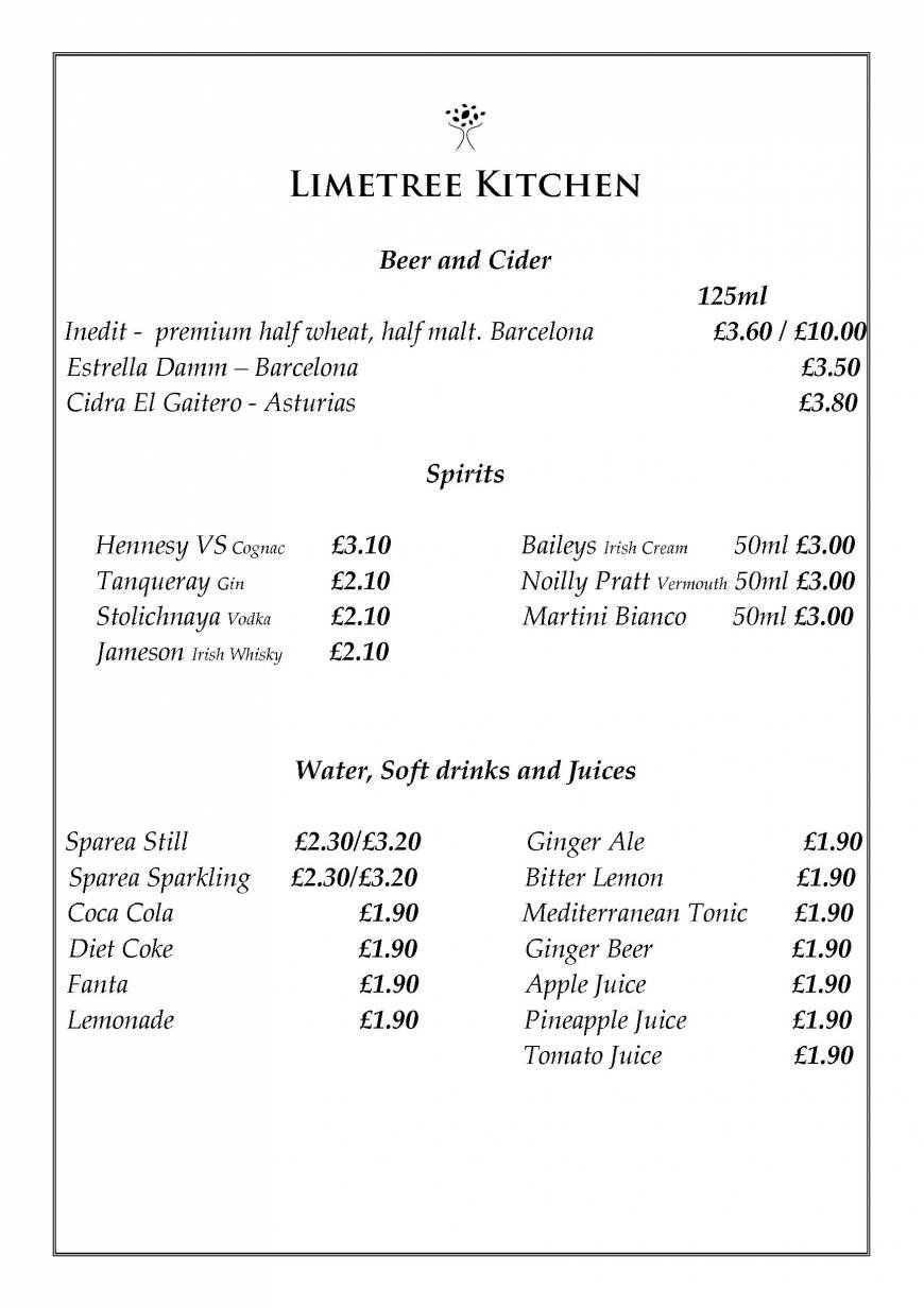  Pricelists of Limetree Kitchen 14 Station Street - Photo 4 of 6