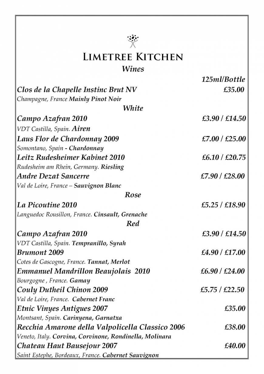  Pricelists of Limetree Kitchen 14 Station Street - Photo 5 of 6