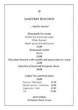 Menus & Prices, Limetree Kitchen, Lewes