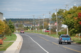A view down Main street. We are on the curve past the far car. Harbour Tide Inn ~ Bed & Breakfast 725 Main Street 
