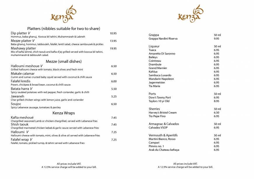  Pricelists of Kenza Restaurant 10 Devonshire Square - Photo 7 of 28