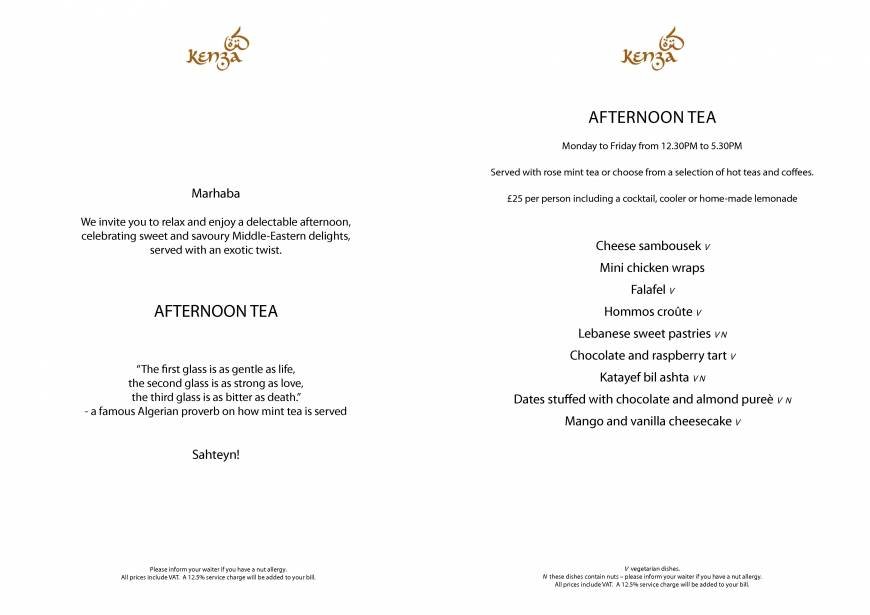  Pricelists of Kenza Restaurant 10 Devonshire Square - Photo 10 of 28