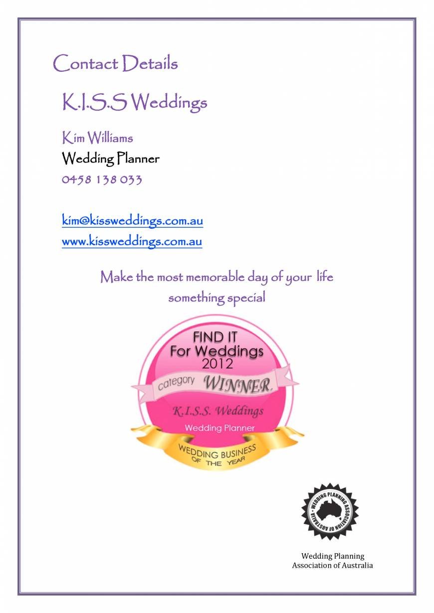  Pricelists of K.I.S.S Weddings Pennant Hills - Photo 1 of 17
