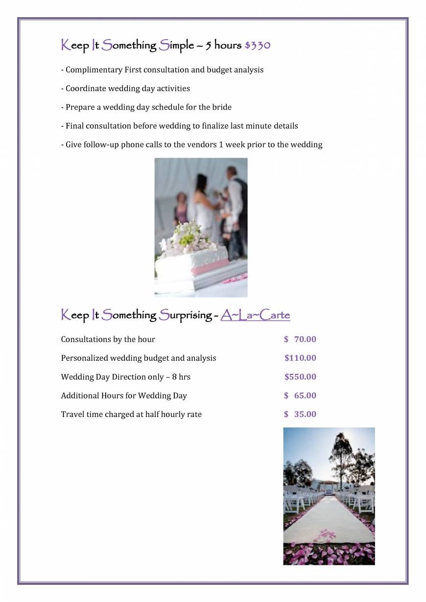  Pricelists of K.I.S.S Weddings Pennant Hills - Photo 2 of 17
