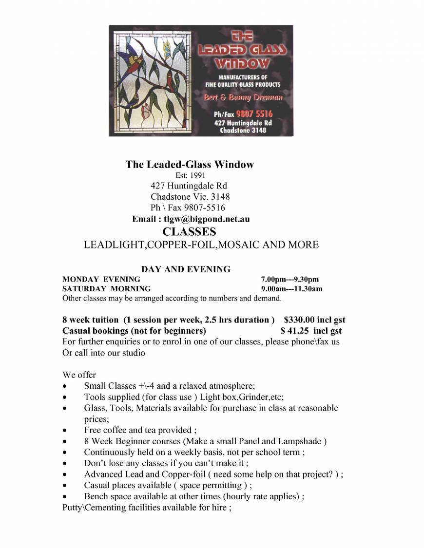  Pricelists of The Leaded-Glass Window  - Photo 1 of 1