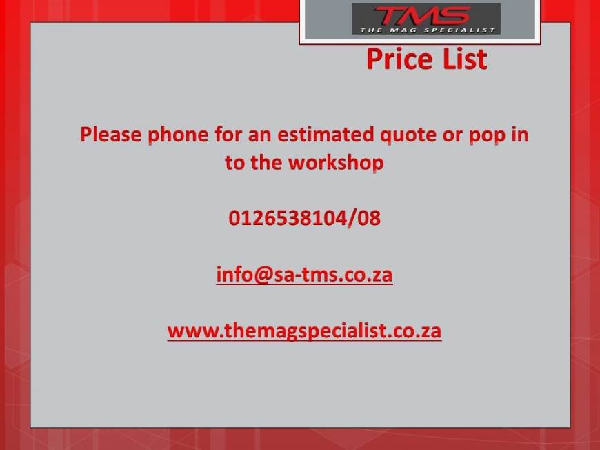  Pricelists of The Mag Specialist Unit 13 Dirk Smit Industrial Park, Jakaranda Street, Hennopspark Ext 35 - Photo 1 of 1