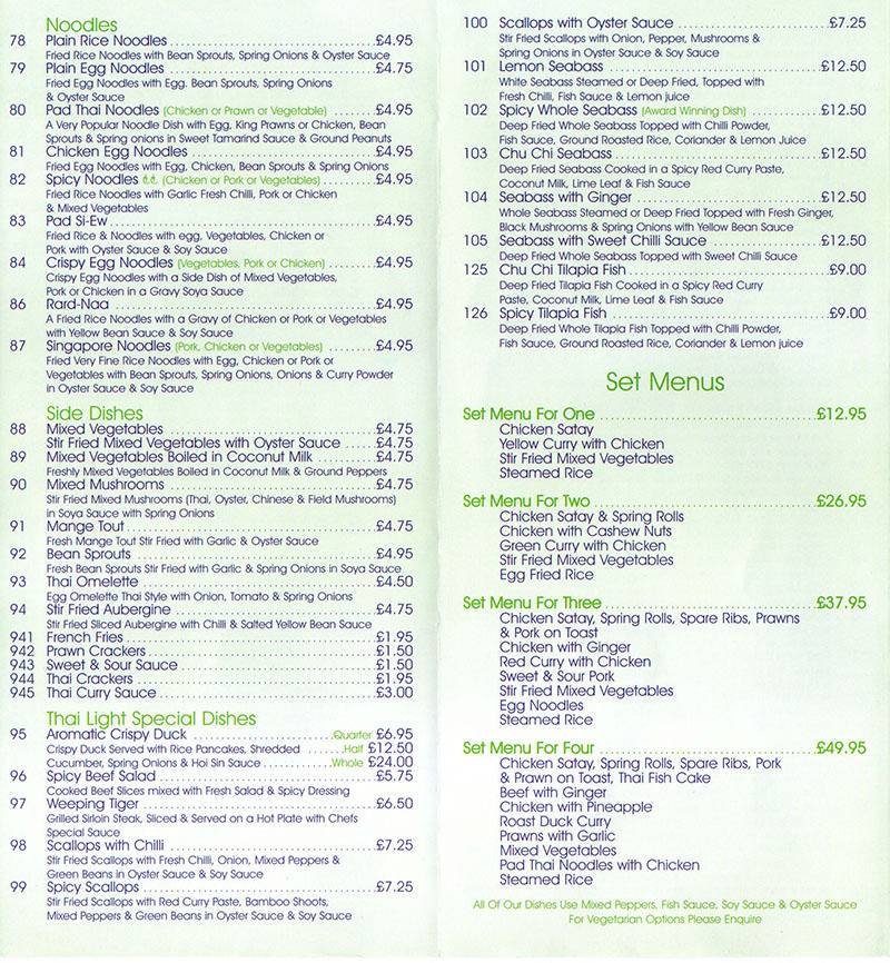  Pricelists of Thai Light Restaurant - Halstead 33 High Street - Photo 3 of 4