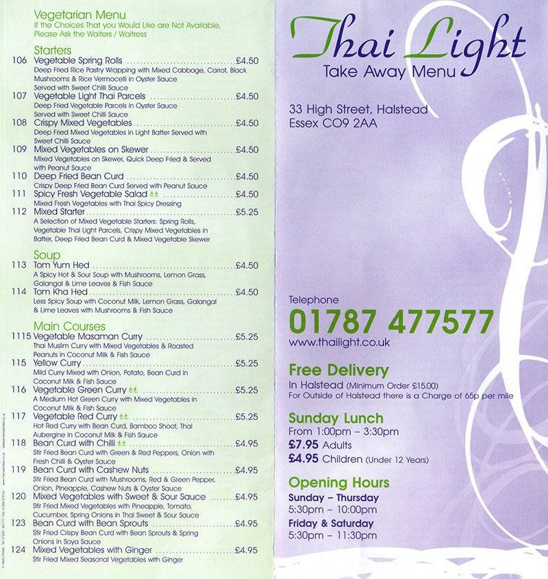  Pricelists of Thai Light Restaurant - Halstead 33 High Street - Photo 4 of 4