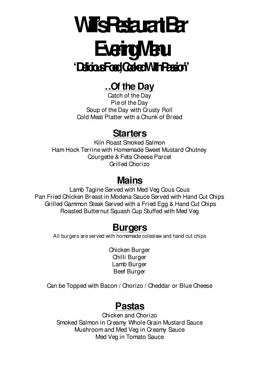  Pricelists of Will's Restaurant Bar - Eastbourne 8a Hyde Gardens - Photo 8 of 17