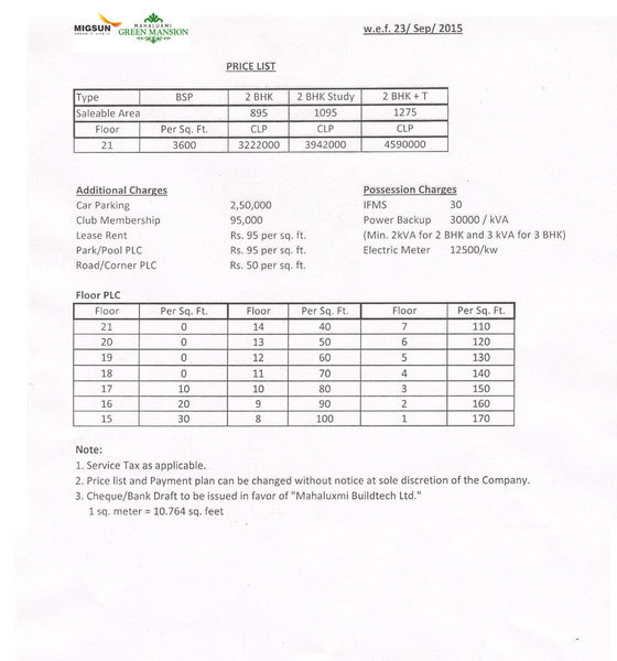  Pricelists of Green Mansion Greater Noida C1/C2 Mahaluxmi Metro Tower, Sector-4, Vaishali - Photo 1 of 1