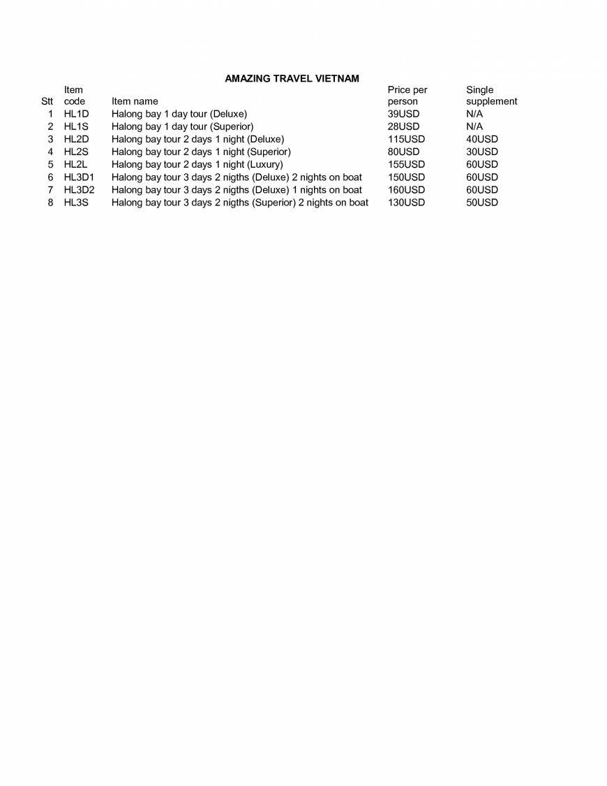  Pricelists of Amazing Travel Vietnam 23A Hang Hanh - Photo 1 of 1