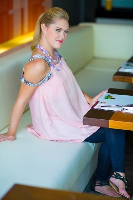 The Show-a-Shoulder top in pale pink from our newest collection. Available at www.mothermoods.com Chic Mom Collection of Mothermoods Talad Loong Perm (Thai Airways Market), Vibhavadi 22 Road - Photo 17 of 25