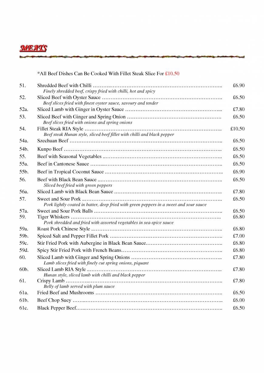  Pricelists of Ria Restaurant 16 The Newlands - Photo 7 of 21