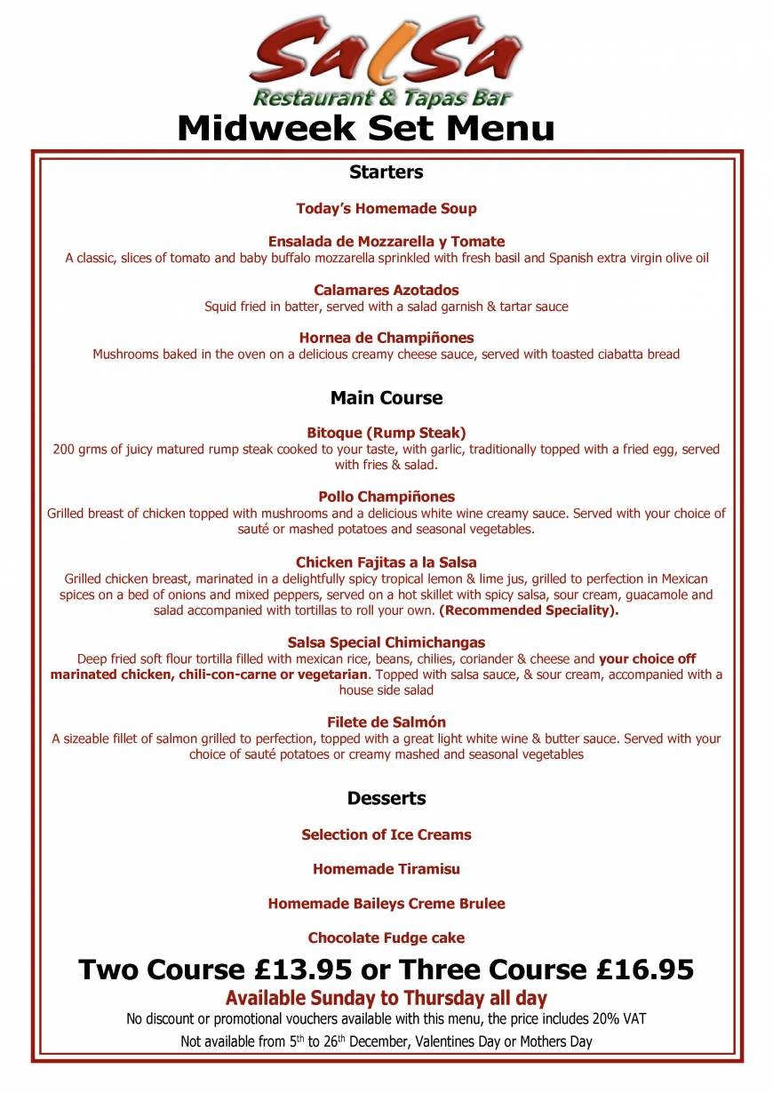  Pricelists of Salsa Restaurant 34 London Road - Photo 1 of 5