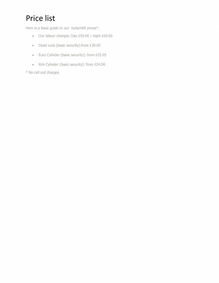  Pricelists of West Ealing Lockmsith 4U Uxbridge Road - Photo 1 of 1