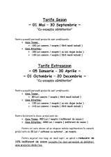 Menus & Prices, S.C. Mati Tours & Camp S.A., Porumbacu de Sus
