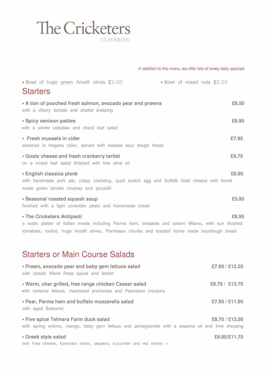  Pricelists of The Cricketers Clavering, Nr Saffron - Photo 1 of 2