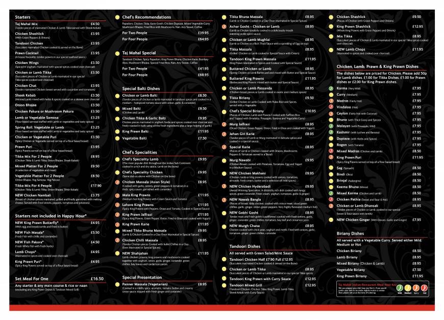  Pricelists of Taj Mahal Restaurant - Doncaster 32 Hall Gate - Photo 3 of 5