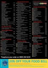 Menus & Prices, Taj Mahal Restaurant - Doncaster, Doncaster