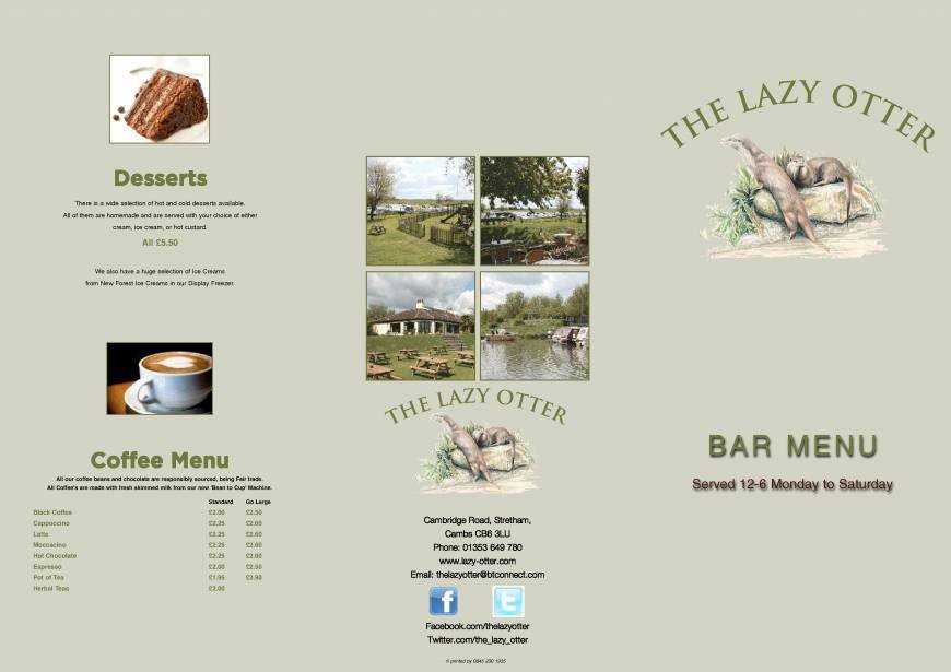  Pricelists of The Lazy Otter Restaurant & Bar Cambridge Rd, Stretham - Photo 2 of 10
