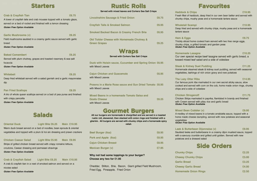  Pricelists of The Lazy Otter Restaurant & Bar Cambridge Rd, Stretham - Photo 3 of 10