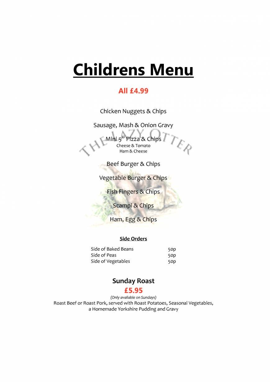  Pricelists of The Lazy Otter Restaurant & Bar Cambridge Rd, Stretham - Photo 5 of 10