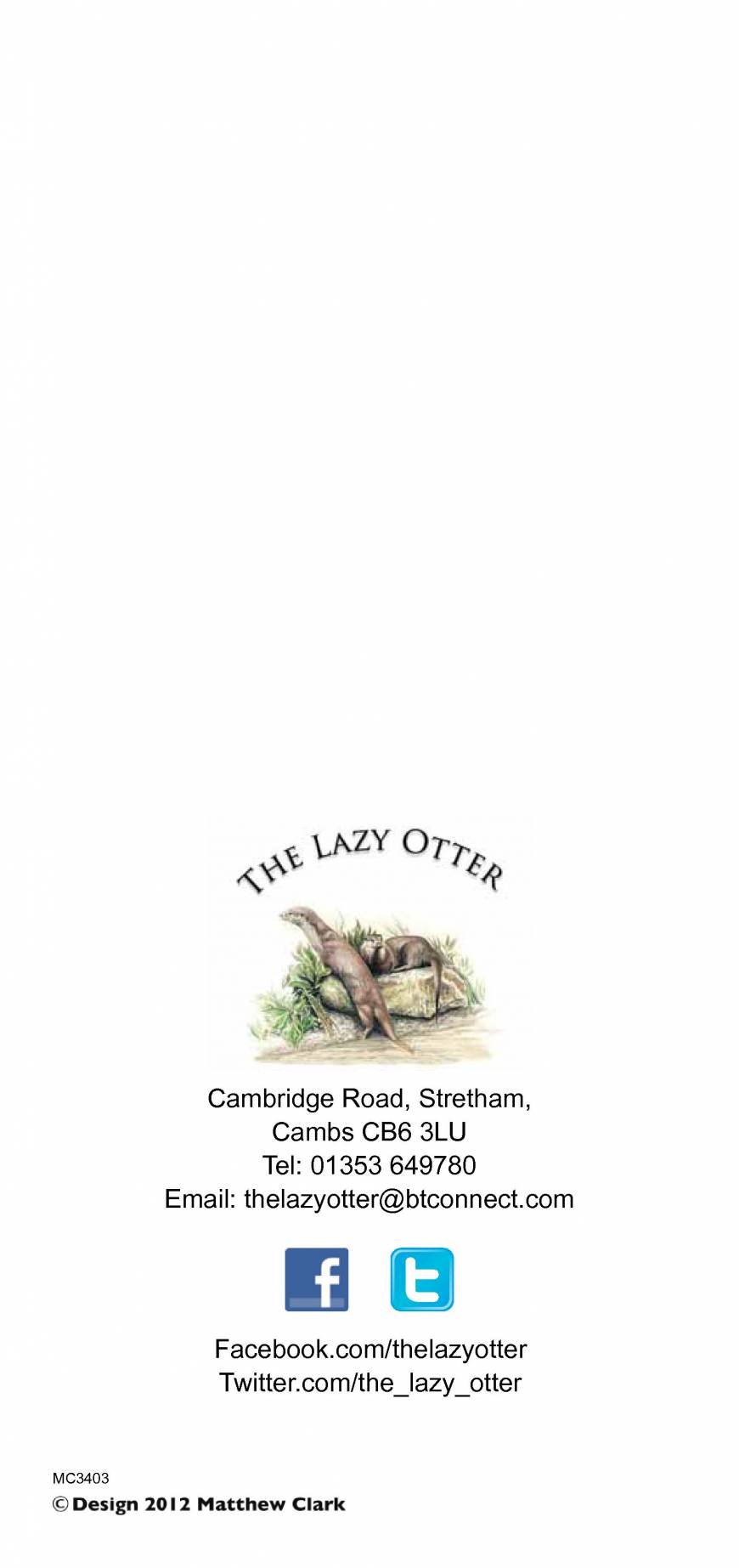 Pricelists of The Lazy Otter Restaurant & Bar Cambridge Rd, Stretham - Photo 10 of 10