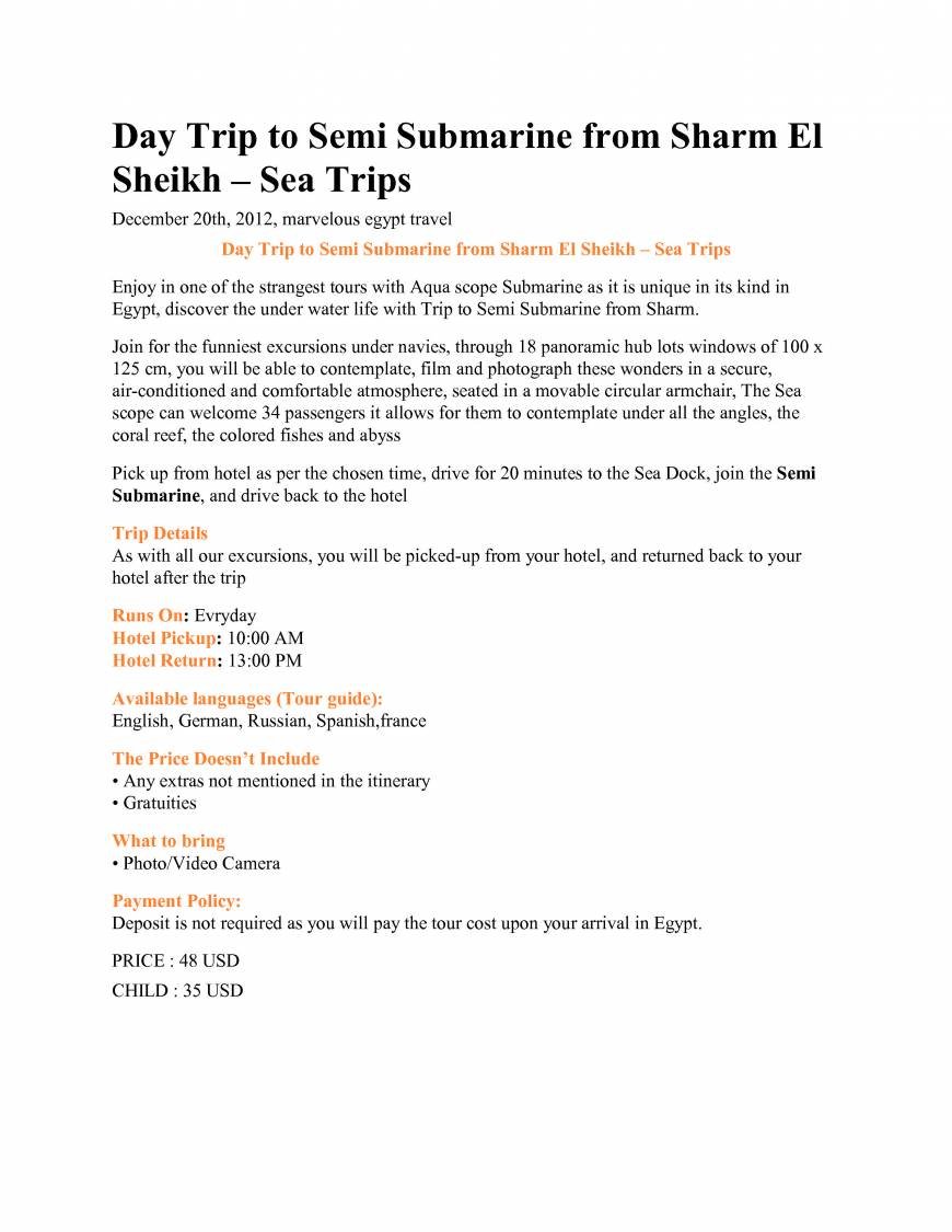  Pricelists of Sharm El Sheikh Excursions 9 moustafa sadek el rafaei - Photo 1 of 1