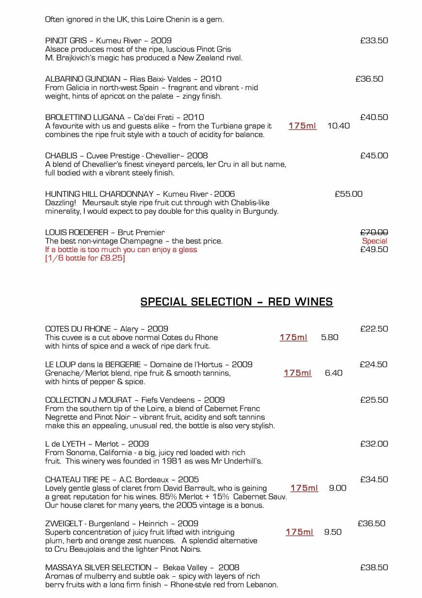  Pricelists of Mr Underhillâ€™s Restaurant with Rooms Dinham Weir - Photo 6 of 26