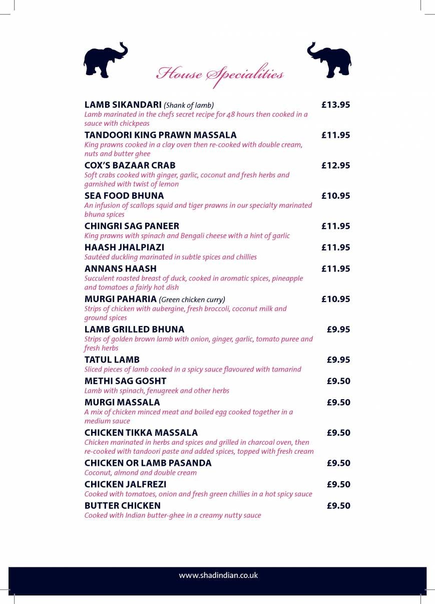  Pricelists of Shad indian restaurant 96 Tooley Street - Photo 2 of 6
