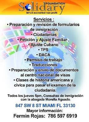 Solidary - Documentos de Inmigracion - Solidary Foundation - Paul Chehade 59 Solidary - Servicios Documentos de Inmigracion of Solidary Foundation 847 S.W. 8th Street - Photo 2 of 2 Solidary - Documentos de Inmigracion - Solidary Foundation - Paul Chehade 59 Solidary - Servicios Documentos de Inmigracion of Solidary Foundation 847 S.W. 8th Street - Photo 2 of 2