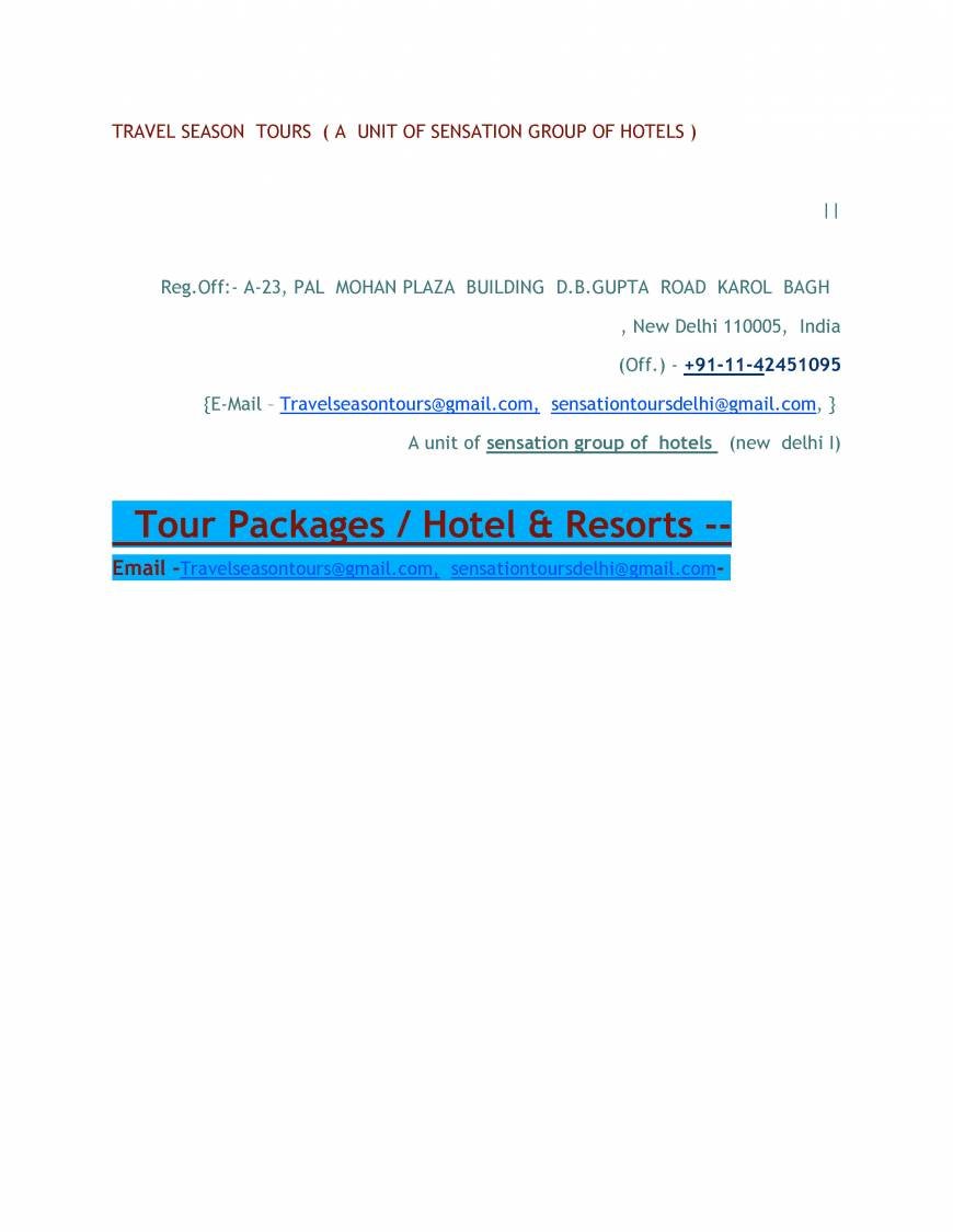  Pricelists of TRAVEL SEASON TOURS A-23, Pal Mohan Plaza D.B. Gupta Road - Photo 3 of 4