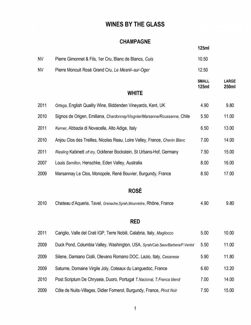  Pricelists of The Glasshouse Restaurant- Kew 14 Station parade, Kew - Photo 1 of 28