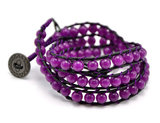 Bratara cordon piele cu agate purple.  www.mikha.ro Magazin online bijuterii argint, bijuterii fashion, esarfe si ceasuri dama - www.mikha.ro - www.mikha.ro 