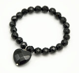 Bratara elastica cu agate negre si inimioara. Fatetate. www.mikha.ro Magazin online bijuterii argint, bijuterii fashion, esarfe si ceasuri dama - www.mikha.ro - www.mikha.ro 
