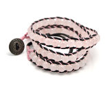 Bratara cordon piele cu pietre semipretioase rose quartz. www.mikha.ro Magazin online bijuterii argint, bijuterii fashion, esarfe si ceasuri dama - www.mikha.ro - www.mikha.ro 