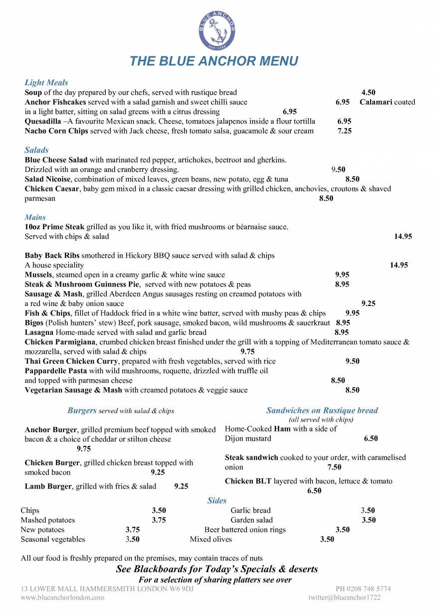  Pricelists of BLUE ANCHOR 13 Lower Mall - Photo 1 of 1