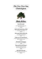 Menus & Prices, The Yew Tree Inn - Chalvington, Chalvington