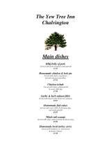 Menus & Prices, The Yew Tree Inn - Chalvington, Chalvington