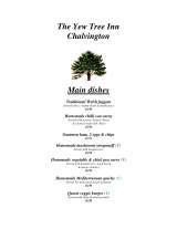 Menus & Prices, The Yew Tree Inn - Chalvington, Chalvington