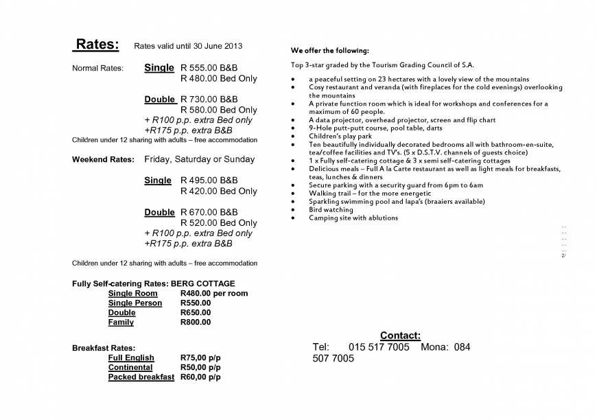  Pricelists of The Ultimate Guesthouse BP19 Bluegumsport Road - Photo 1 of 2