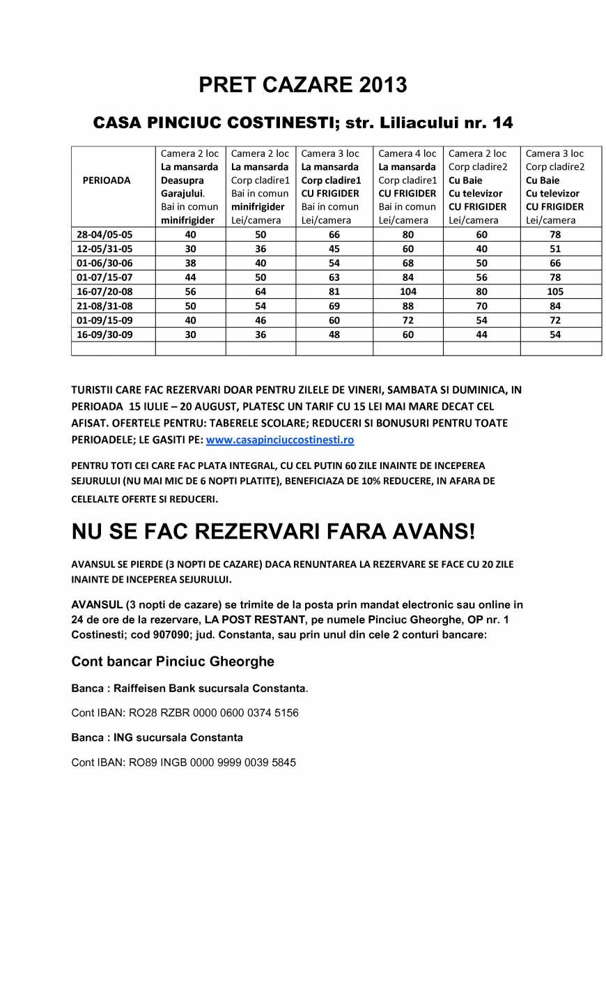  Pricelists of Pinciuc Gheorghe Intreprindere Individuala str. Liliacului; nr. 14 - Photo 1 of 1