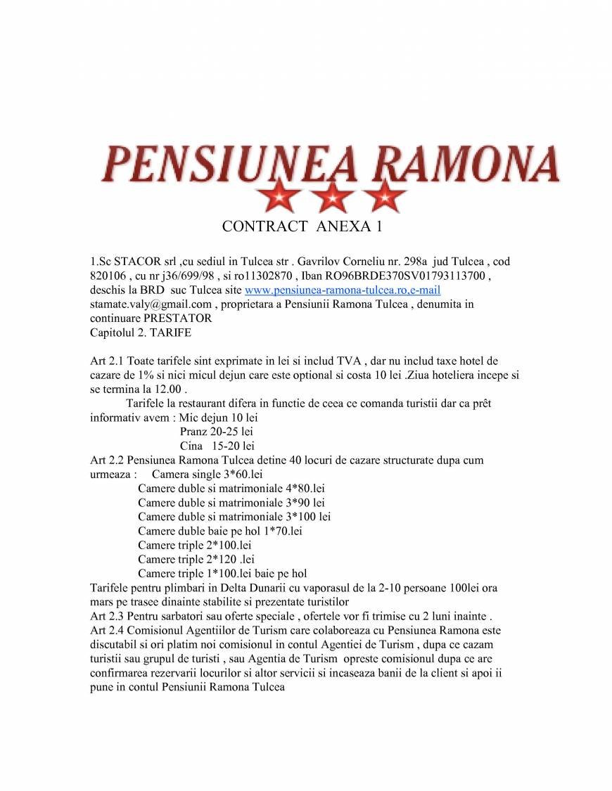  Pricelists of Pensiunea Ramona Tulcea Gavrilov Corneliu nr.298a - Photo 1 of 2