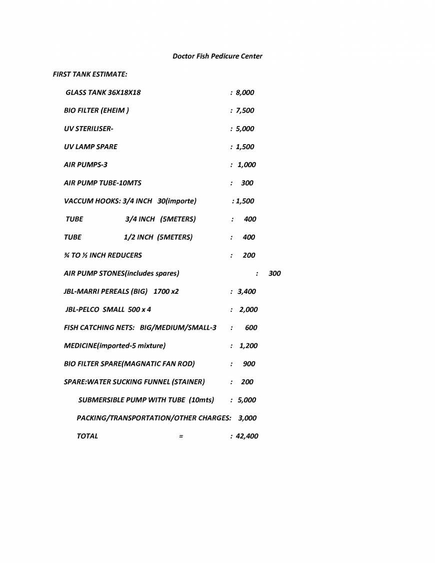  Pricelists of doctor fish pedicure center no.181, 1st main road, sarada colony, basaveswar nagar - Photo 1 of 2