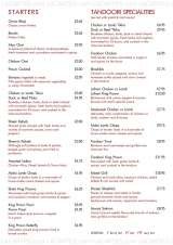 Menus & Prices, Zara Indian Cuisine, Mayland