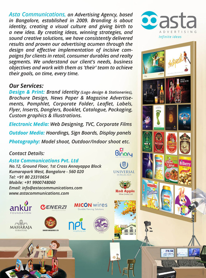  Profile Photos of Advertising Agency-ASTA COMMUNICATIONS PVT LTD-Graphic Designer No.12, 2nd Floor, 7th Cross, CENTRAL STREET, KUMARAPARK WEST BANGALORE - 560 020, Karnataka 560020 India - Photo 1 of 3